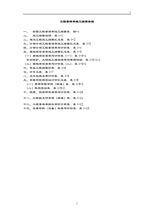 2019-2020年工程清单竣工结算表格(DOC).doc
