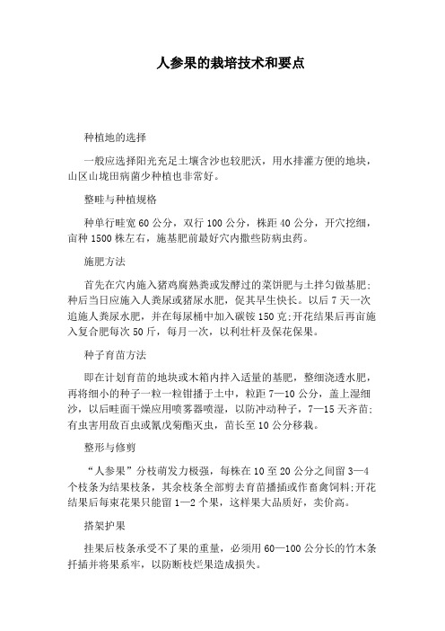 人参果的栽培技术和要点