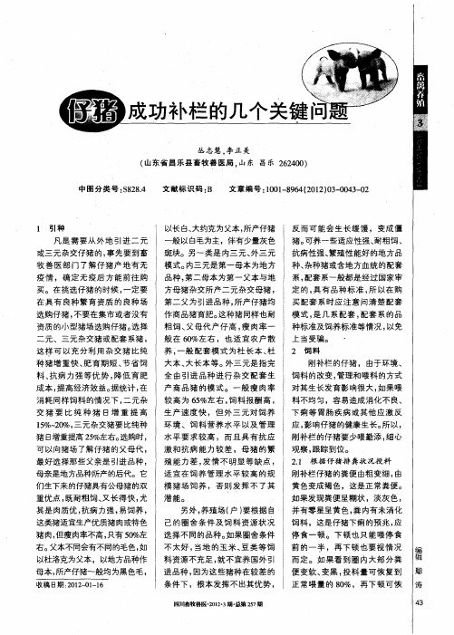 仔猪成功补栏的几个关键问题