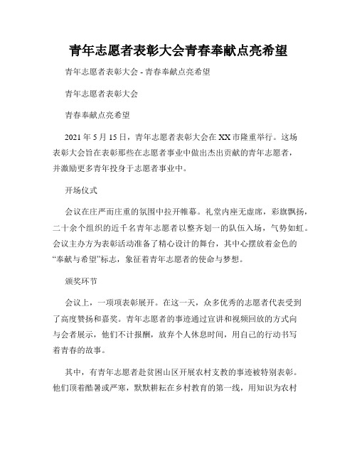 青年志愿者表彰大会青春奉献点亮希望