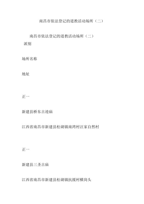 南昌市依法登记的道教活动场所(二)
