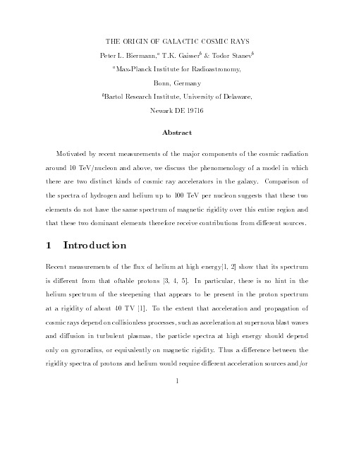 The Origin of Galactic Cosmic Rays