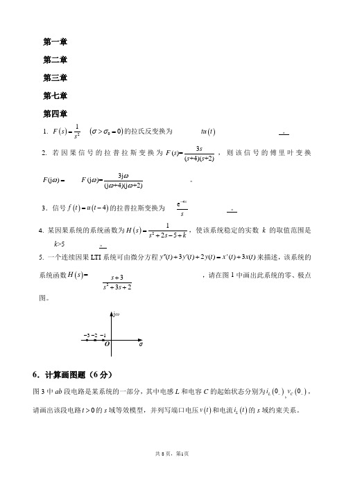 北京邮电大学信号与系统期末复习试题