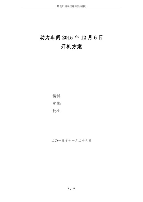 热电厂启动实施方案(初稿)