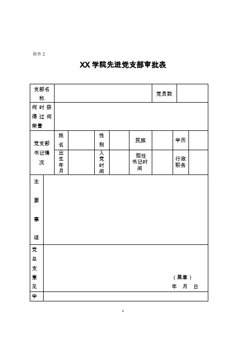优秀共产党员等表彰表格