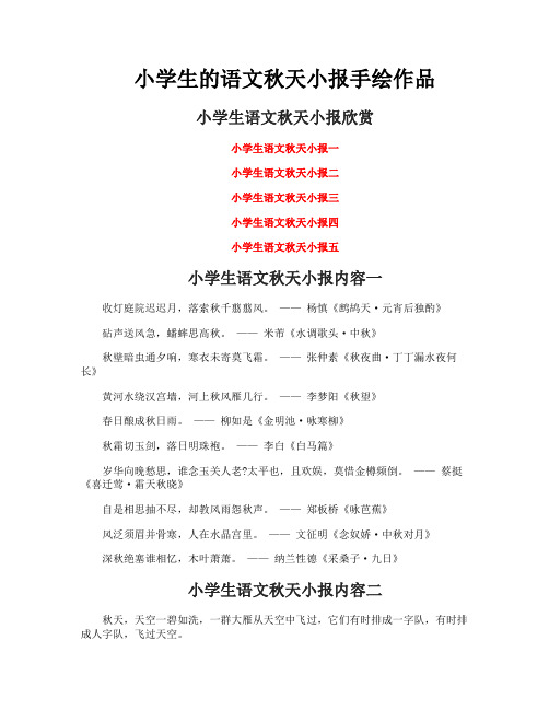 小学生的语文秋天小报手绘作品