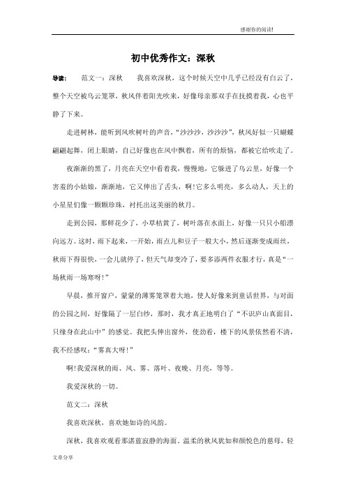 初中优秀作文：深秋