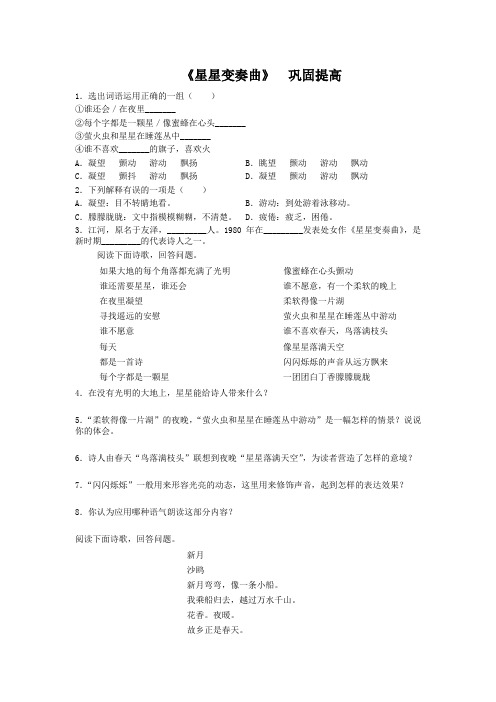 人教版九年级语文上册练习及答案：星星变奏曲