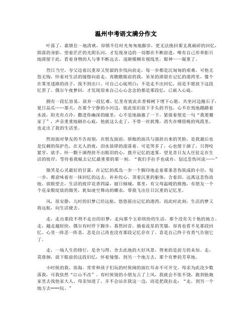 温州中考语文满分作文