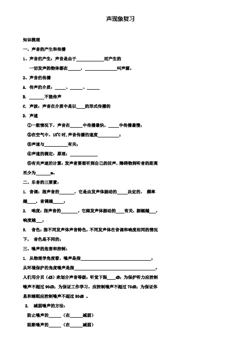 精选北京市重点中学中考物理冲刺复习声光热总复习声现象训练