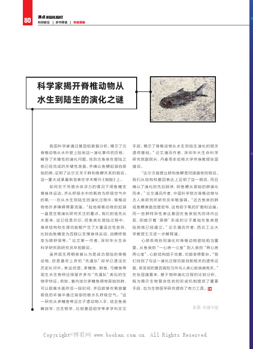 科学家揭开脊椎动物从水生到陆生的演化之谜