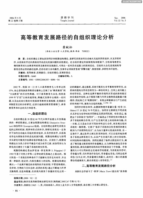 高等教育发展路径的自组织理论分析