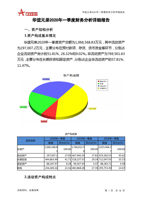 华谊兄弟2020年一季度财务分析详细报告