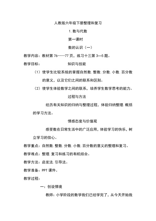 人教版六年级下册整理和复习