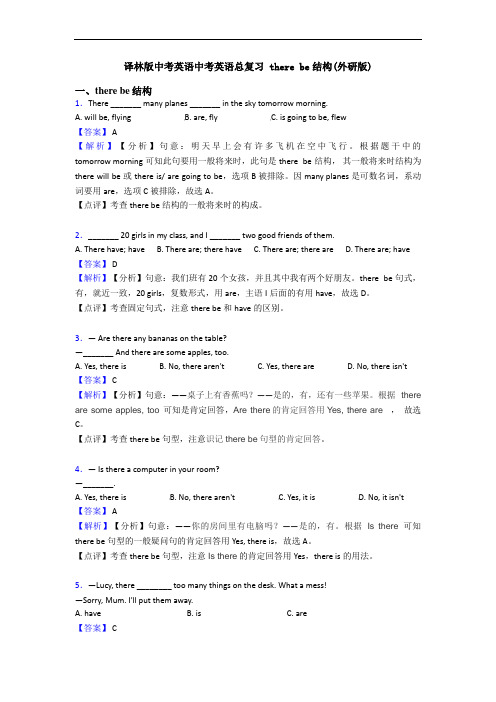 译林版中考英语中考英语总复习 there be结构(外研版)