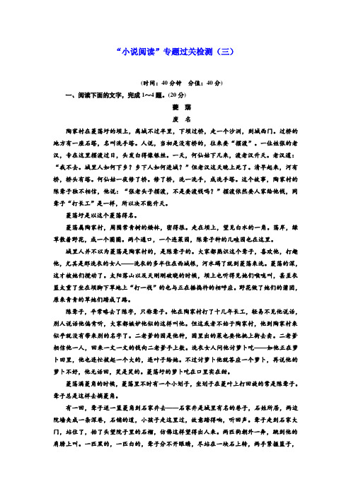 语文浙江专版：“小说阅读”专题过关检测(三)+Word版含解析.doc
