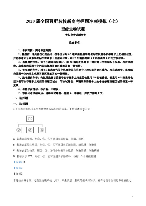 2020届全国百所名校新高考押题冲刺模拟(七)生物试卷