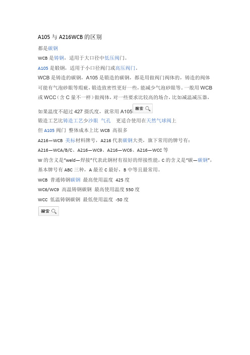 A105与A216WCB的区别