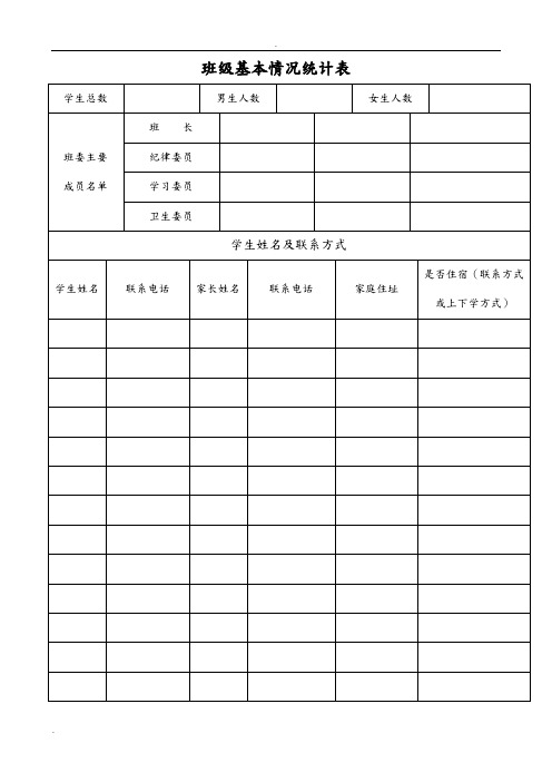 班级基本情况统计表