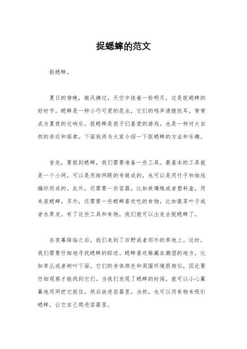 捉蟋蟀的范文