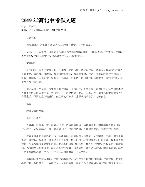 2019年河北中考作文题