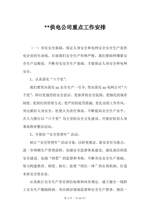 供电公司重点工作安排1