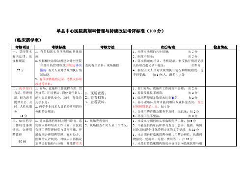 药剂科考核标准(临床药学室)