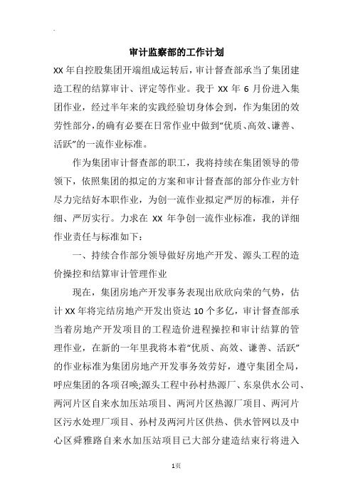 审计监察部的工作计划