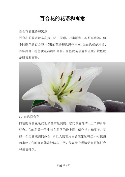 百合花的花语和寓意