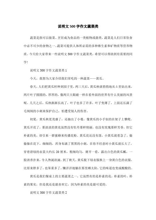 说明文500字作文蔬菜类