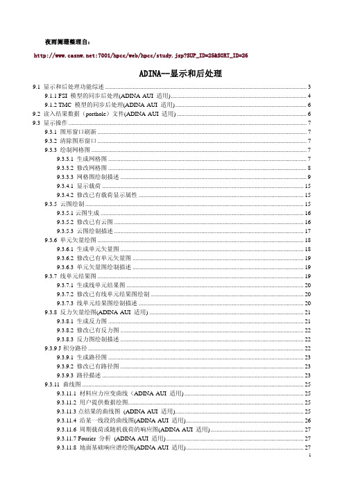 ADINA显示和后处理