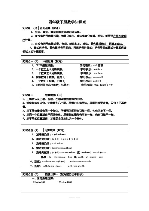 四年级下册知识点(全)