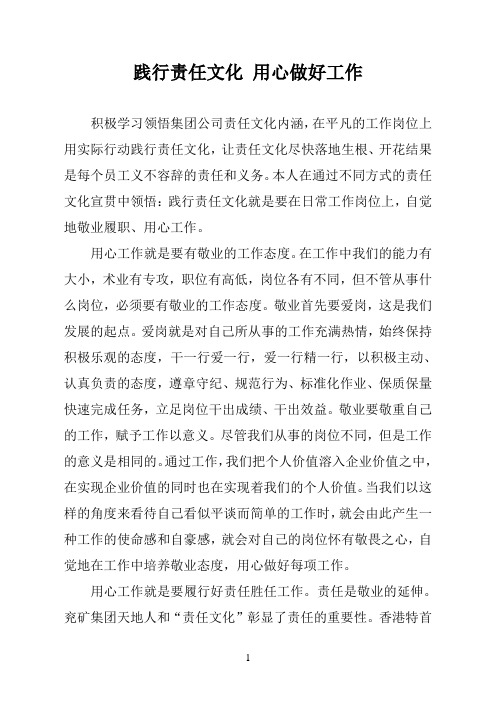 践行责任文化 用心做好工作