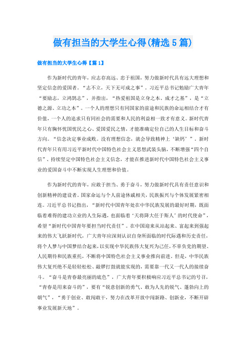 做有担当的大学生心得(精选5篇)