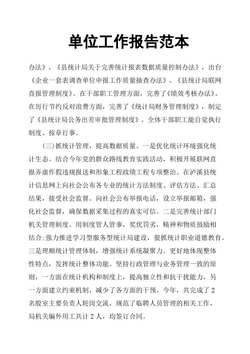 单位工作报告范本