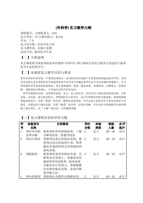 (外科学)见习教学大纲