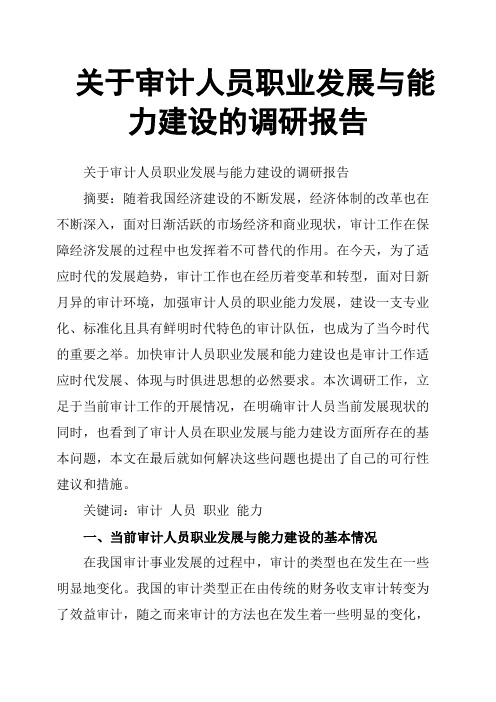 关于审计人员职业发展与能力建设的调研报告