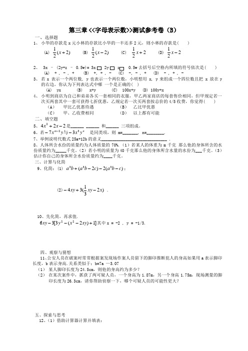 七年级数学(上)第三章检测卷(B卷)