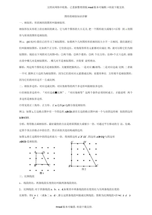 华师大版数学九上24.1相似的图形word知识祥解