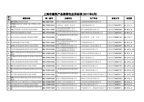 上海市建筑产品推荐性应用标准(2011年5月)