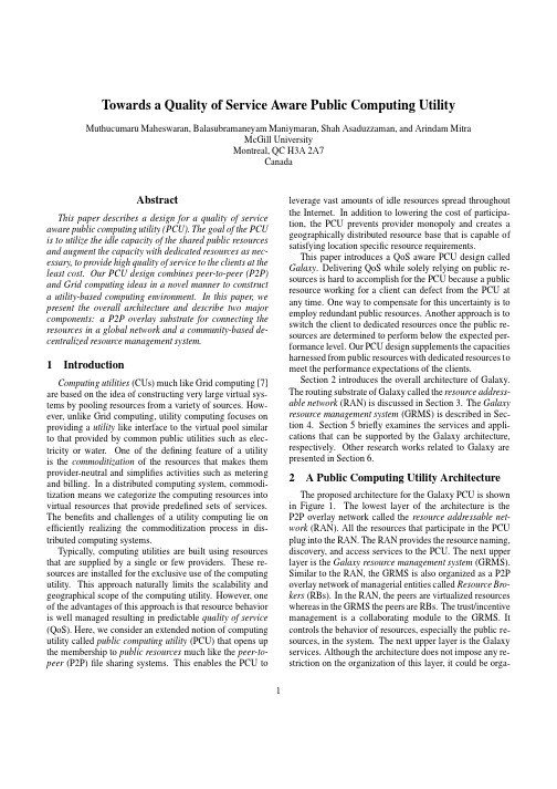 Towards a Quality of Service Aware Public Computing Utility