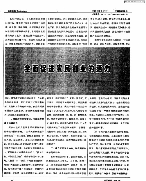 全面促进农民创业的活力