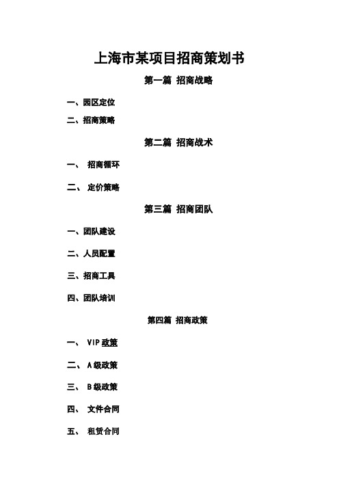 上海市某项目招商方案