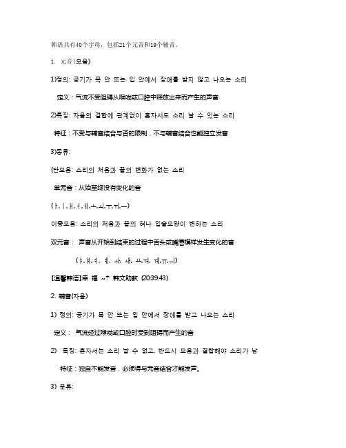 韩国语字母介绍