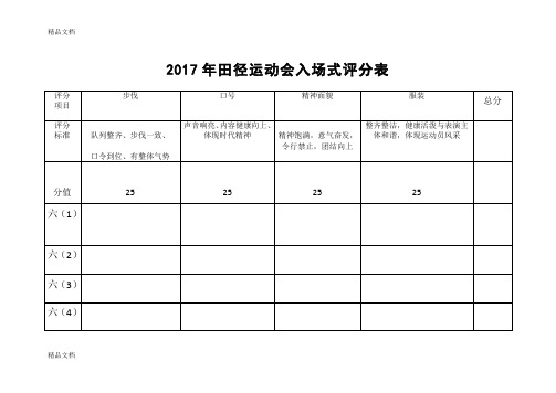 入场式评分表复习课程