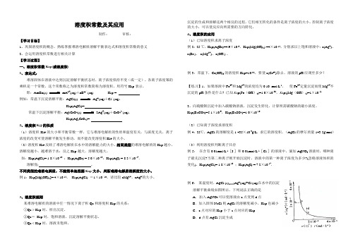 溶度积常数及其应用