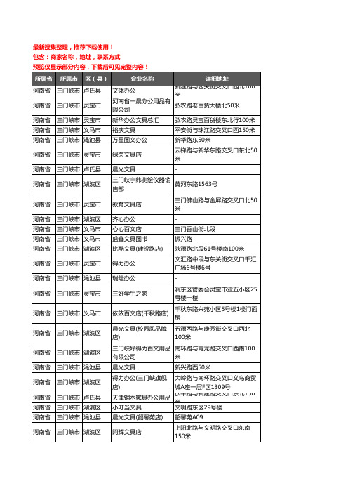 新版河南省三门峡市办公用品企业公司商家户名录单联系方式地址大全240家