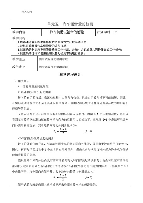 汽车侧滑量的检测