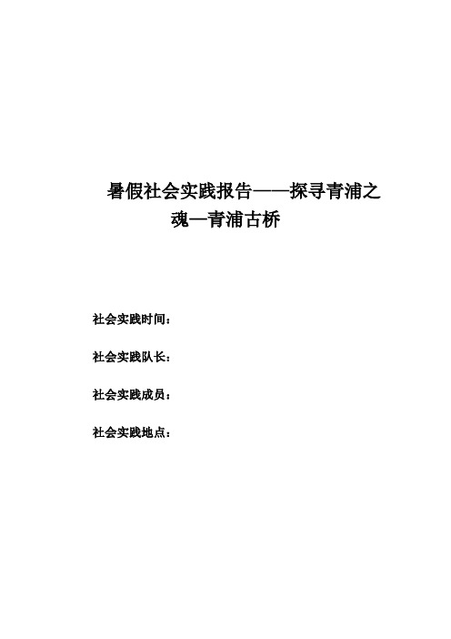 暑假社会实践报告——探寻青浦之魂—青浦古桥