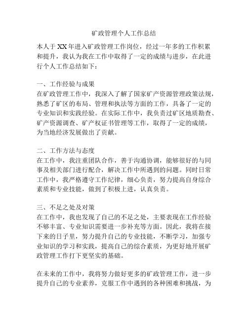 矿政管理个人工作总结